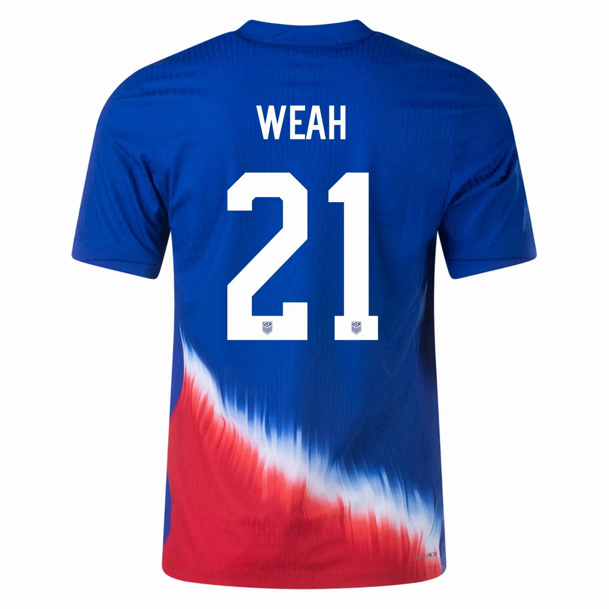 Athletic Form Nike United States Match Authentic Timothy Weah Away Jersey 24/25 (Old Royal/Sport Red/White)