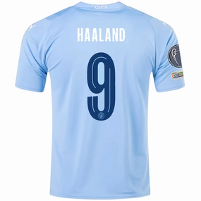 Gym Wear Puma Manchester City Erling Haaland Home Jersey w/ Champions League   Club World Cup Patches 23/24 (Team Light Blue/Puma White)