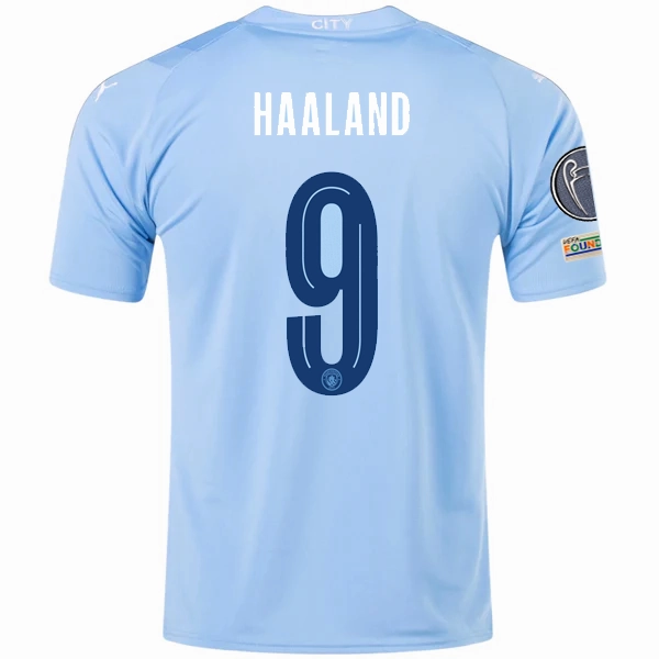 Gym Wear Puma Manchester City Erling Haaland Home Jersey w/ Champions League   Club World Cup Patches 23/24 (Team Light Blue/Puma White)