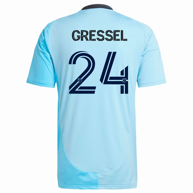 Light Reflective Trim Accent Breathable mesh adidas Minnesota United Julian Gressel Away Jersey 25/26 (Zenith Blue)
