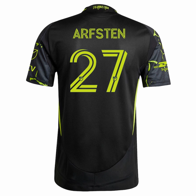 adidas Max Arfsten Columbus Crew Authentic Away Jersey w/ MLS Patches 25/26 (Black/Yellow) Cool Day Fit Eco Friendly Recycled Yarn