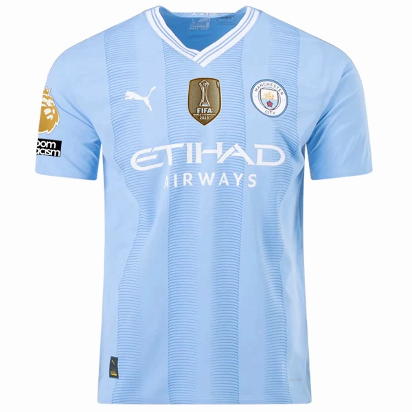 Durable Blends All Purpose Puma Manchester City Authentic Aymeric Laporte Home Jersey w/ EPL   No Room For Racism    Club World Cup Patches 23/24 (Team Light Blue/Puma White)