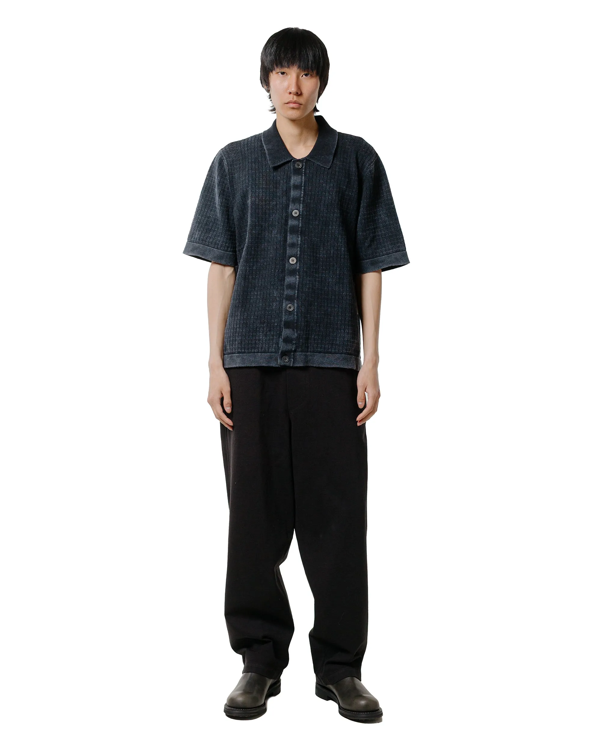 Abstract art Flexible Movement Corridor Acid Wash Pointelle Button Down Black
