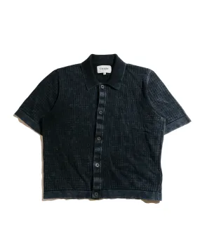 Corridor Acid Wash Pointelle Button Down Black Holiday Travel Tailored Cuffs