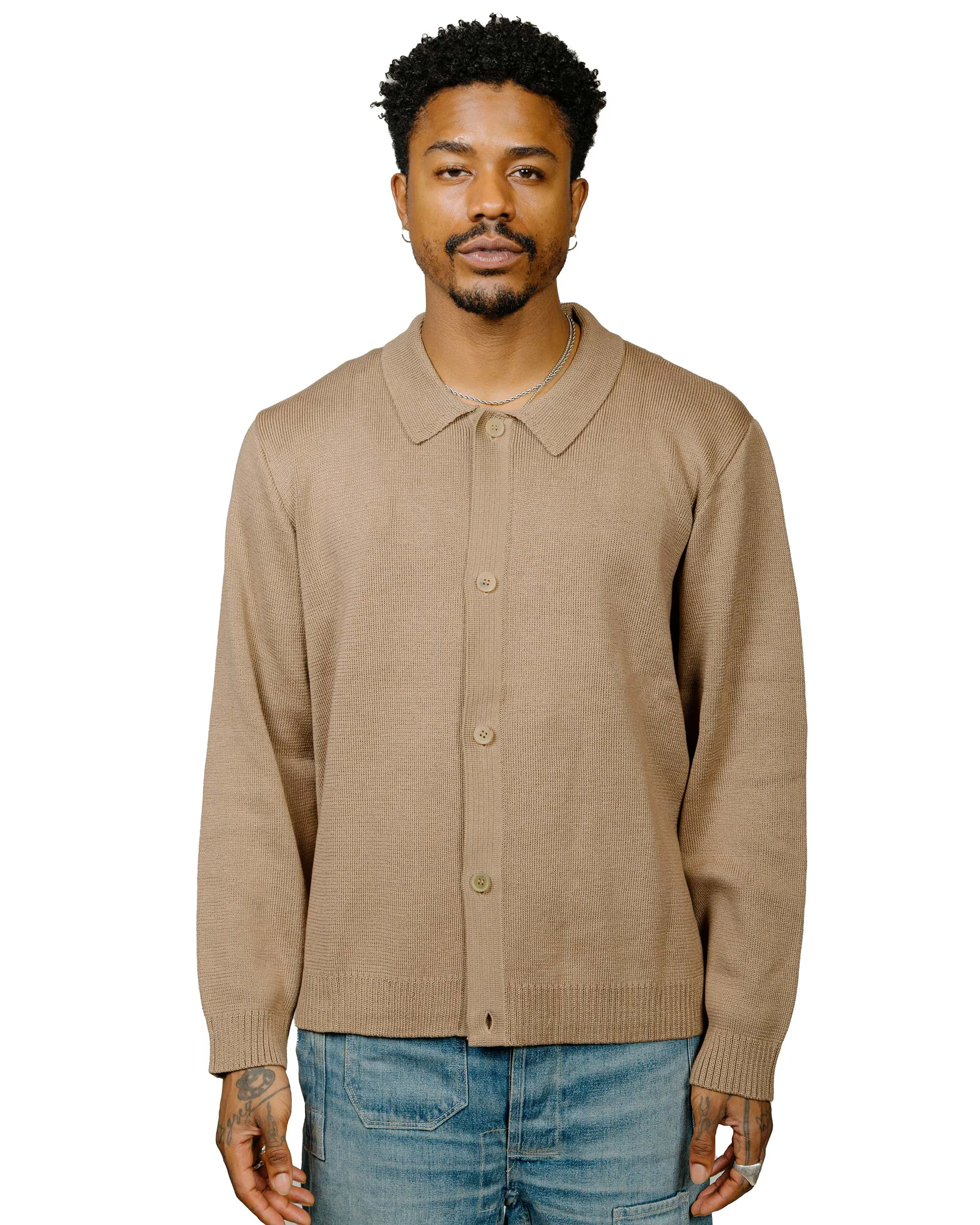 Corridor Buttondown Sweater Camel Odor Resistant