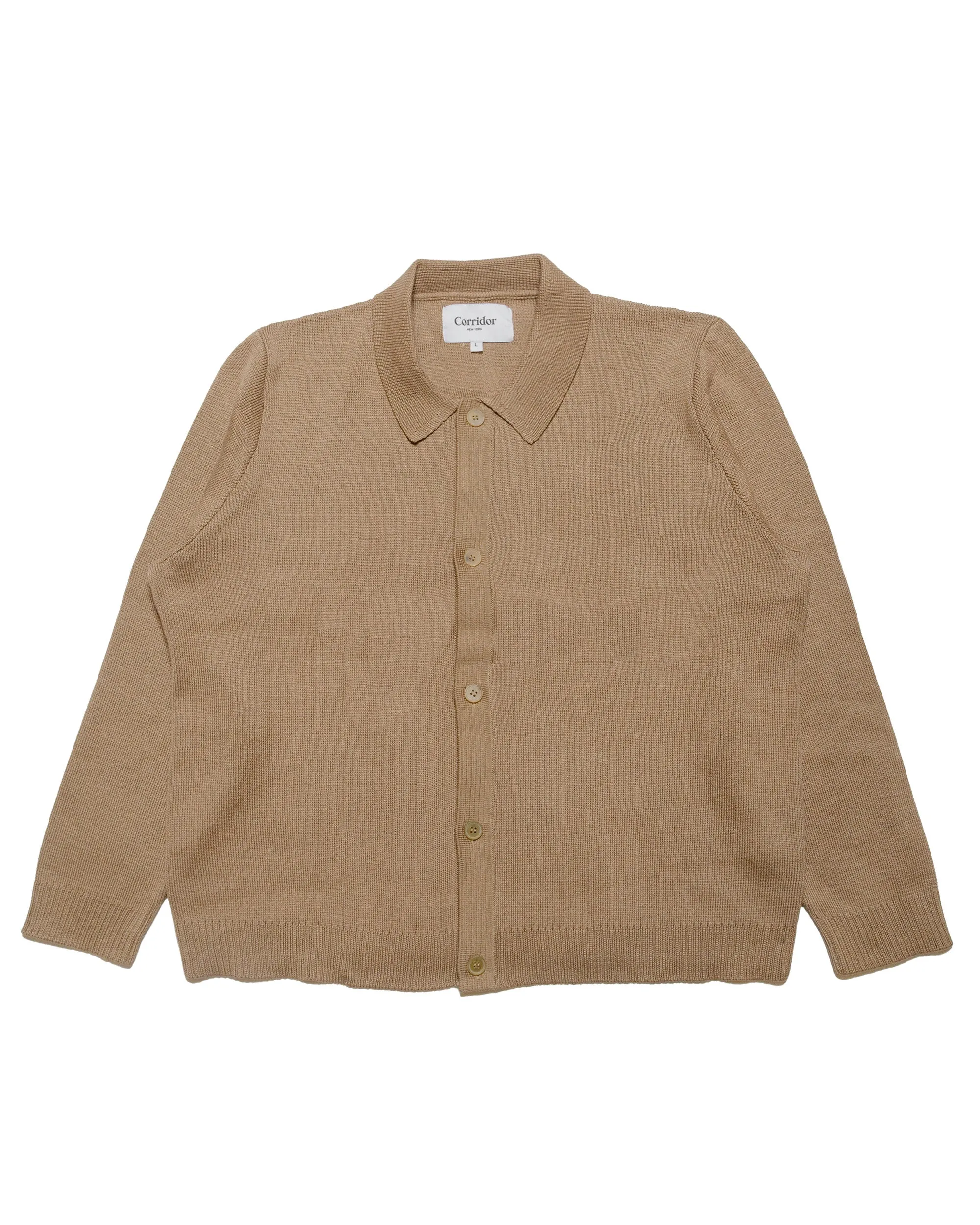 Corridor Buttondown Sweater Camel Creative Professional Reinforced Side Vents