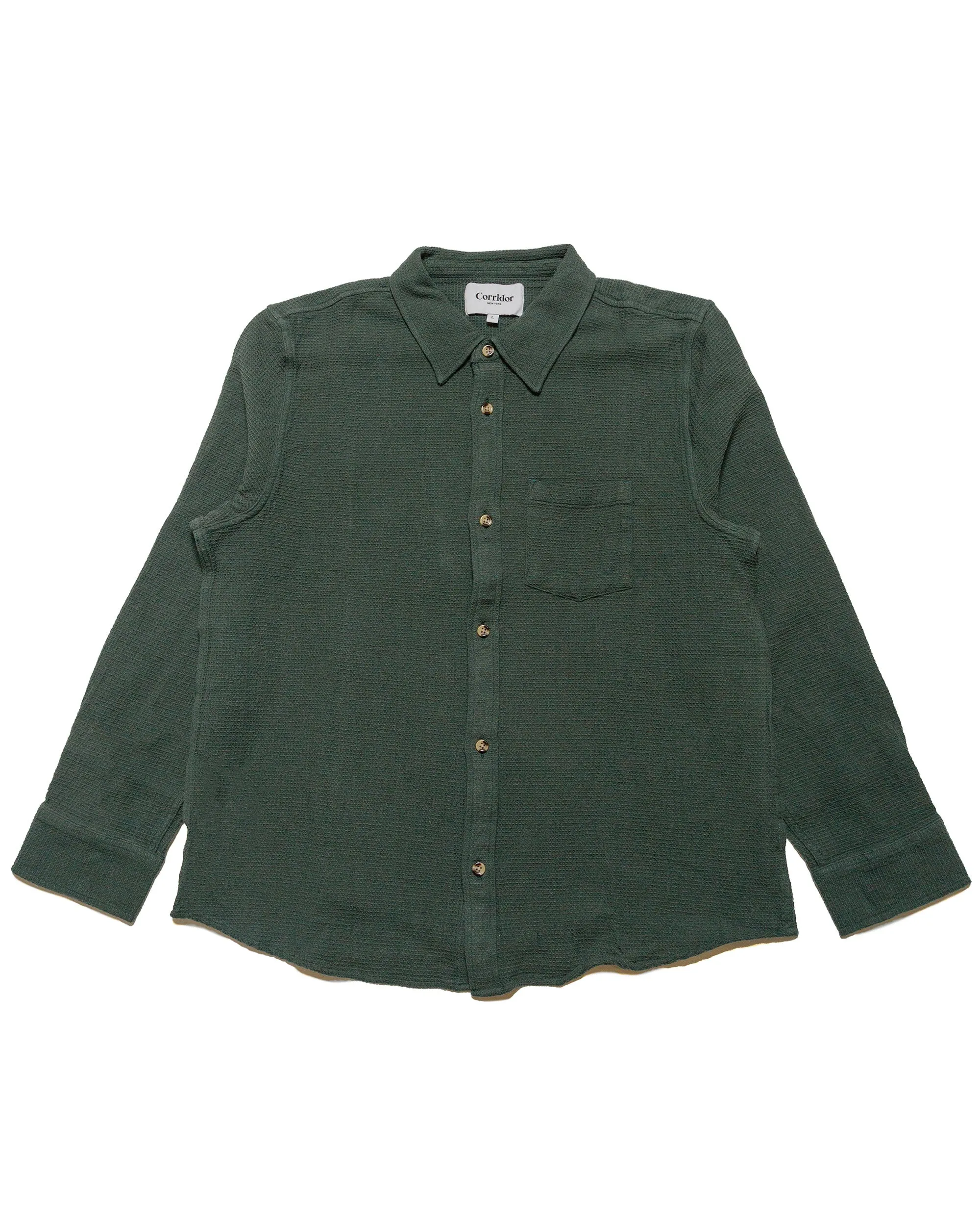 Corridor Waffle LS Green Anti Static Finish Layered Hemline