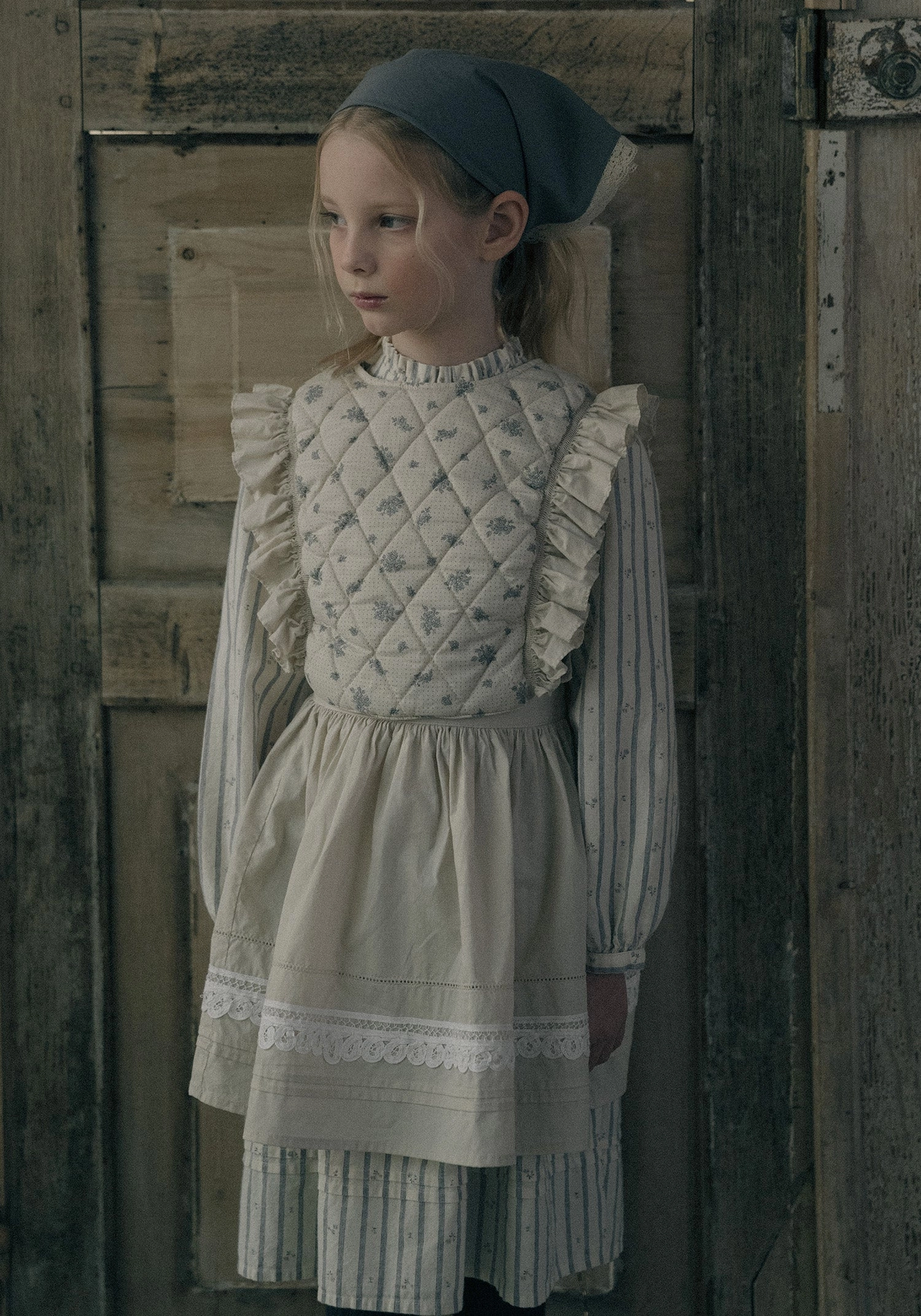 Gathered-Detail Cozy Wear Louisiella Lunytier Dress, Blue