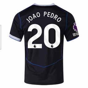 Nike Joao Pedro Chelsea T90 Third Jersey w/ EPL   NRFR   CWCC Patch 25/26 (Black/Silver) Matte Surface Finish Tear Resistant Construction