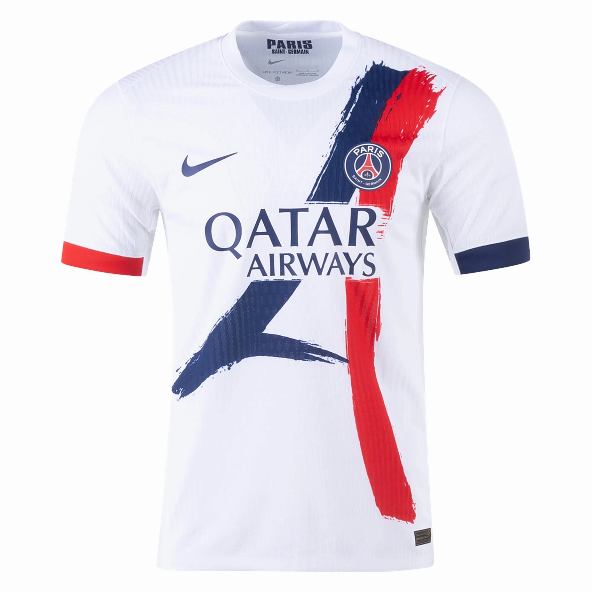 Under Layer Moisture Wicking Design Nike Paris Saint-Germain Authentic Nordi Mukiele Away Jersey 24/25 (White/Midnight Navy)