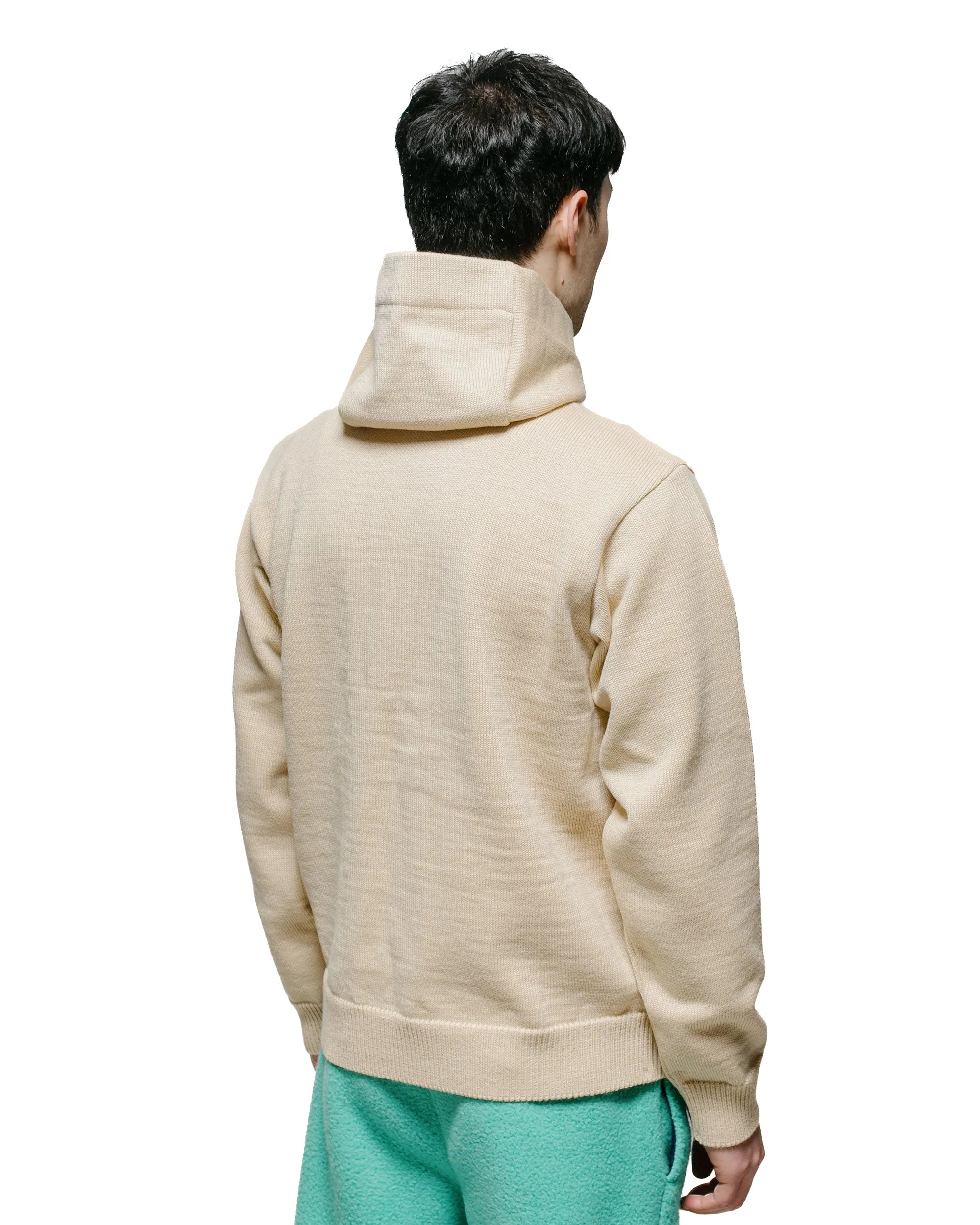 The Real McCoy's MC23107 30s Hooded Knit Sweater Ecru Velvet ribbon accents