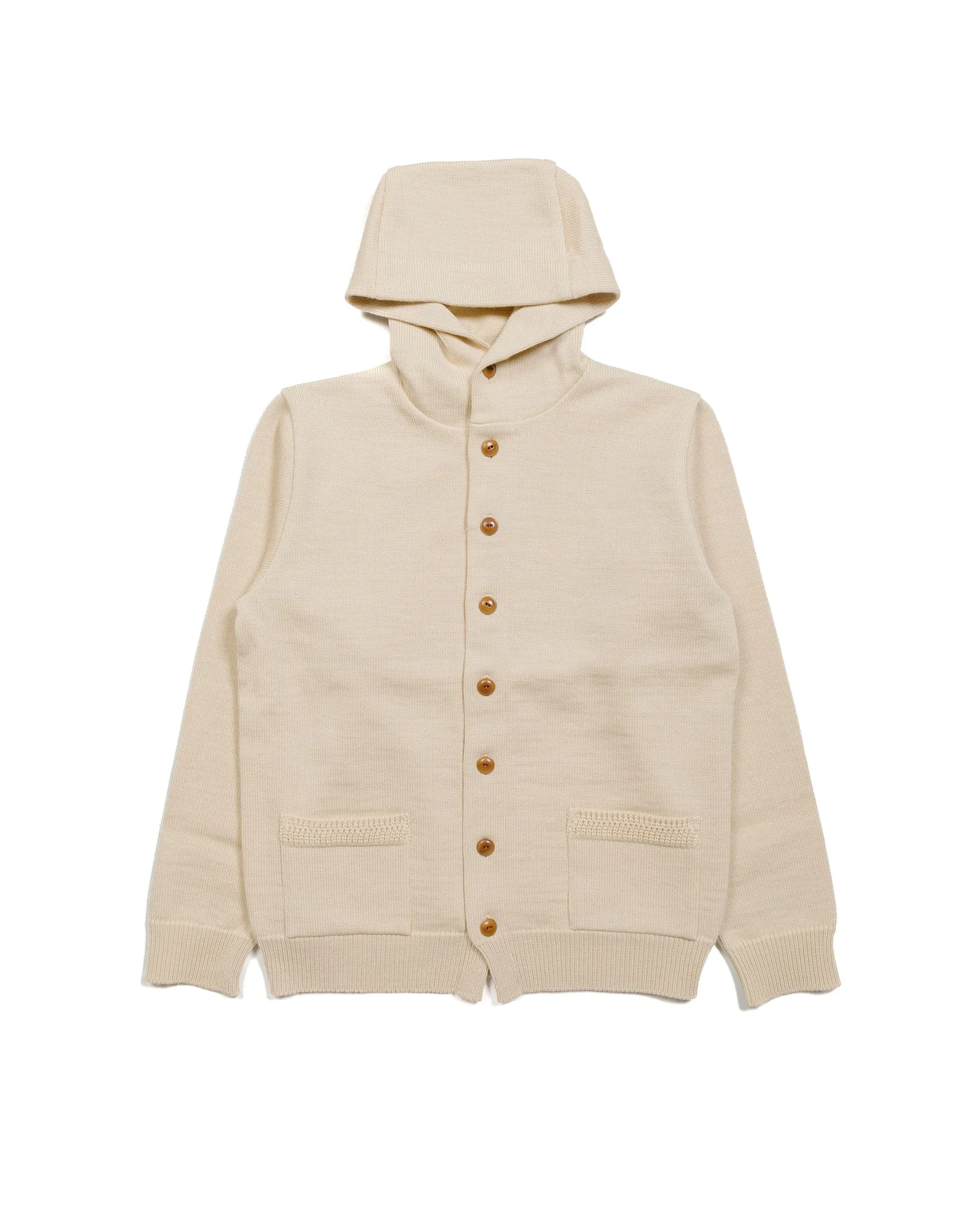 Anti-static Outdoor Layering The Real McCoy's MC23107 30s Hooded Knit Sweater Ecru