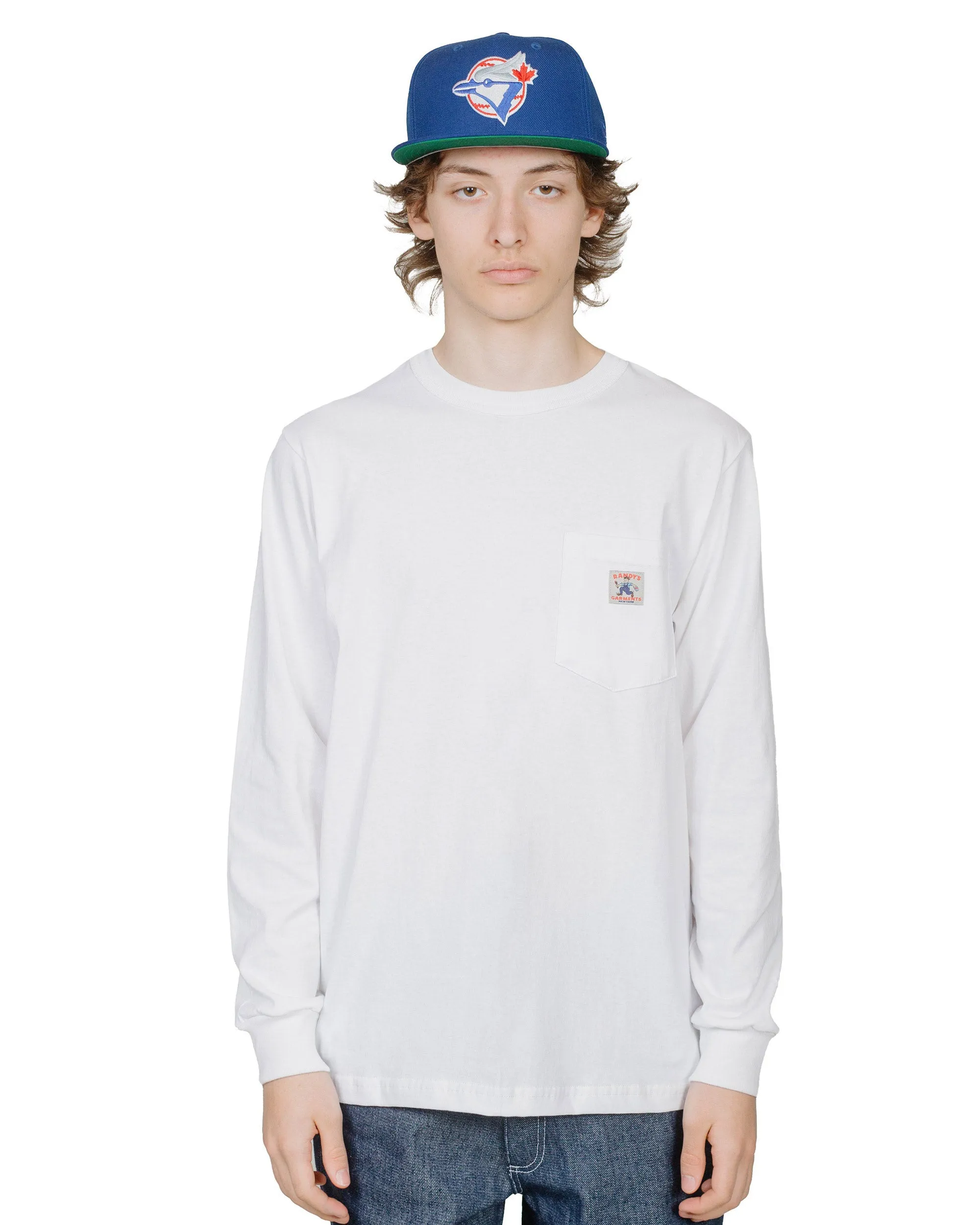 Solid color purity Randy's Garments Long-Sleeve Pocket Tee White