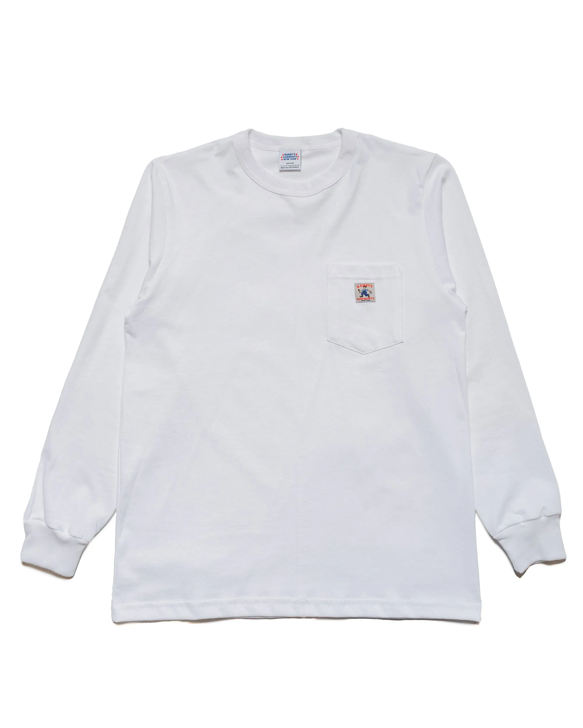 Randy's Garments Long-Sleeve Pocket Tee White Fashionable Ease OversizedSilhouette