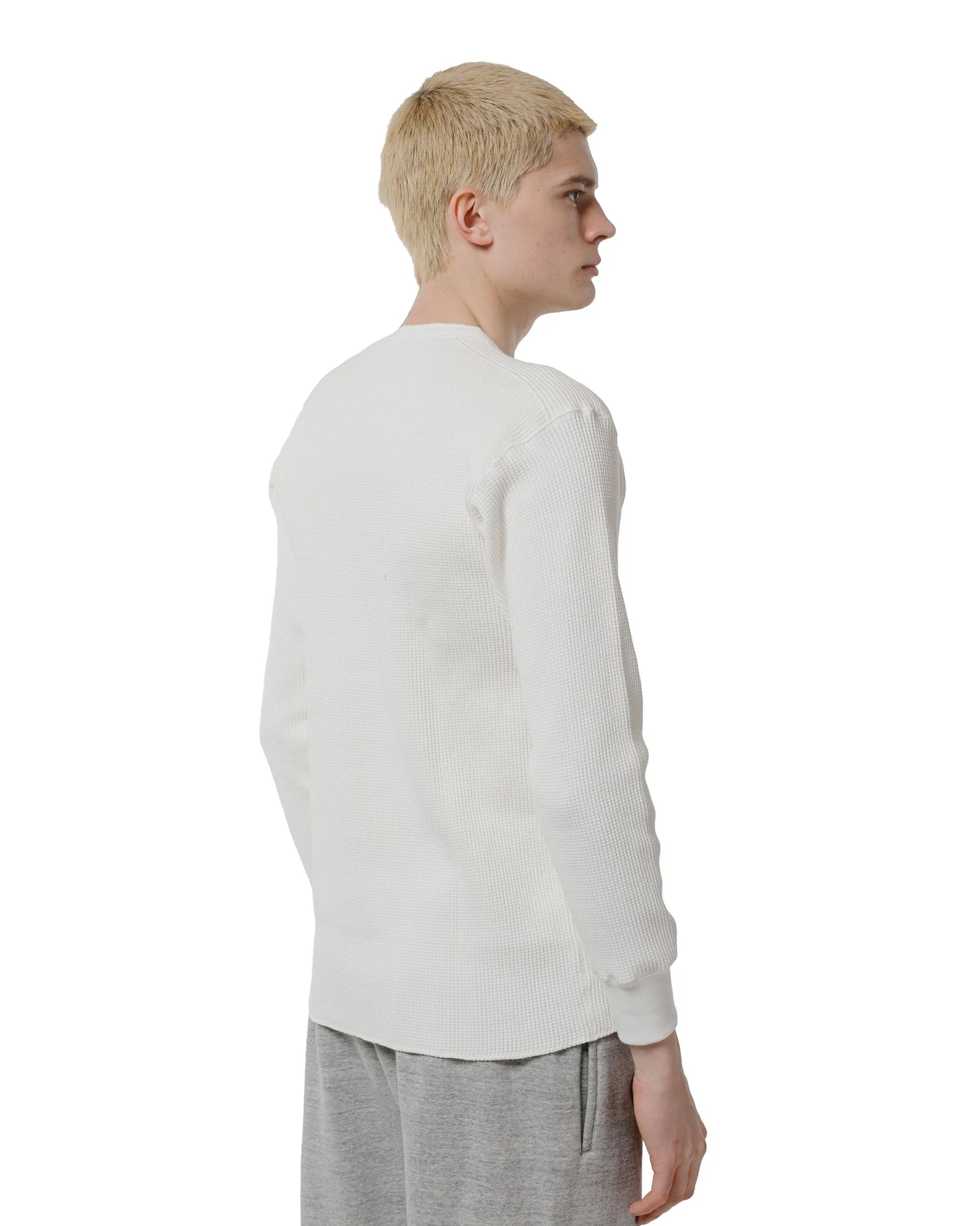 product office appropriate professionalism Striped The Real McCoy's MC24122 Waffle Thermal Henley Undershirt L/S White