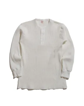 The Real McCoy's MC24122 Waffle Thermal Henley Undershirt L/S White Unisex Design Sporty Fashion