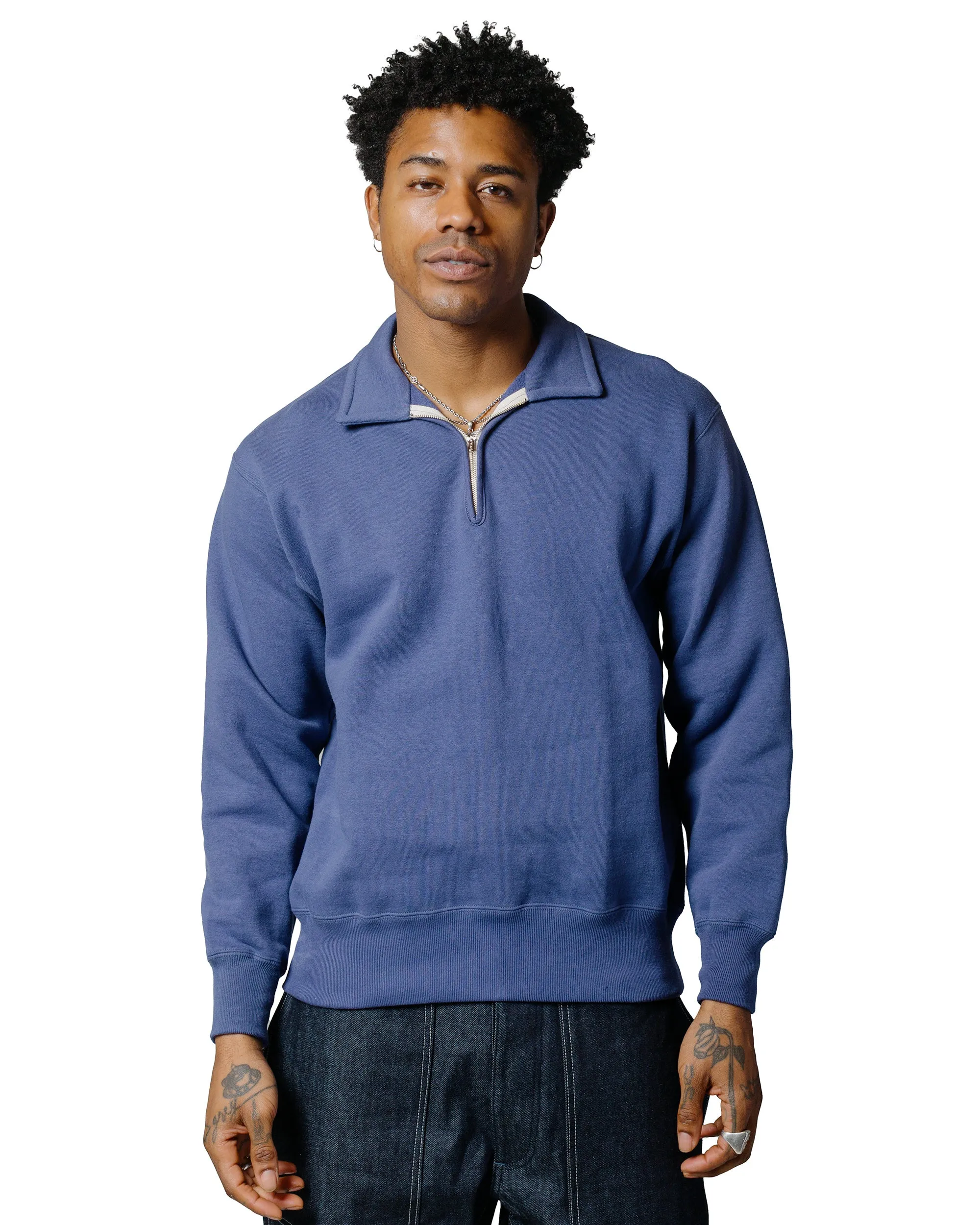 product solo self expression The Real McCoy??s MC24115 10 Oz. Loopwheel 1/4 Zip Sweatshirt MQ Navy