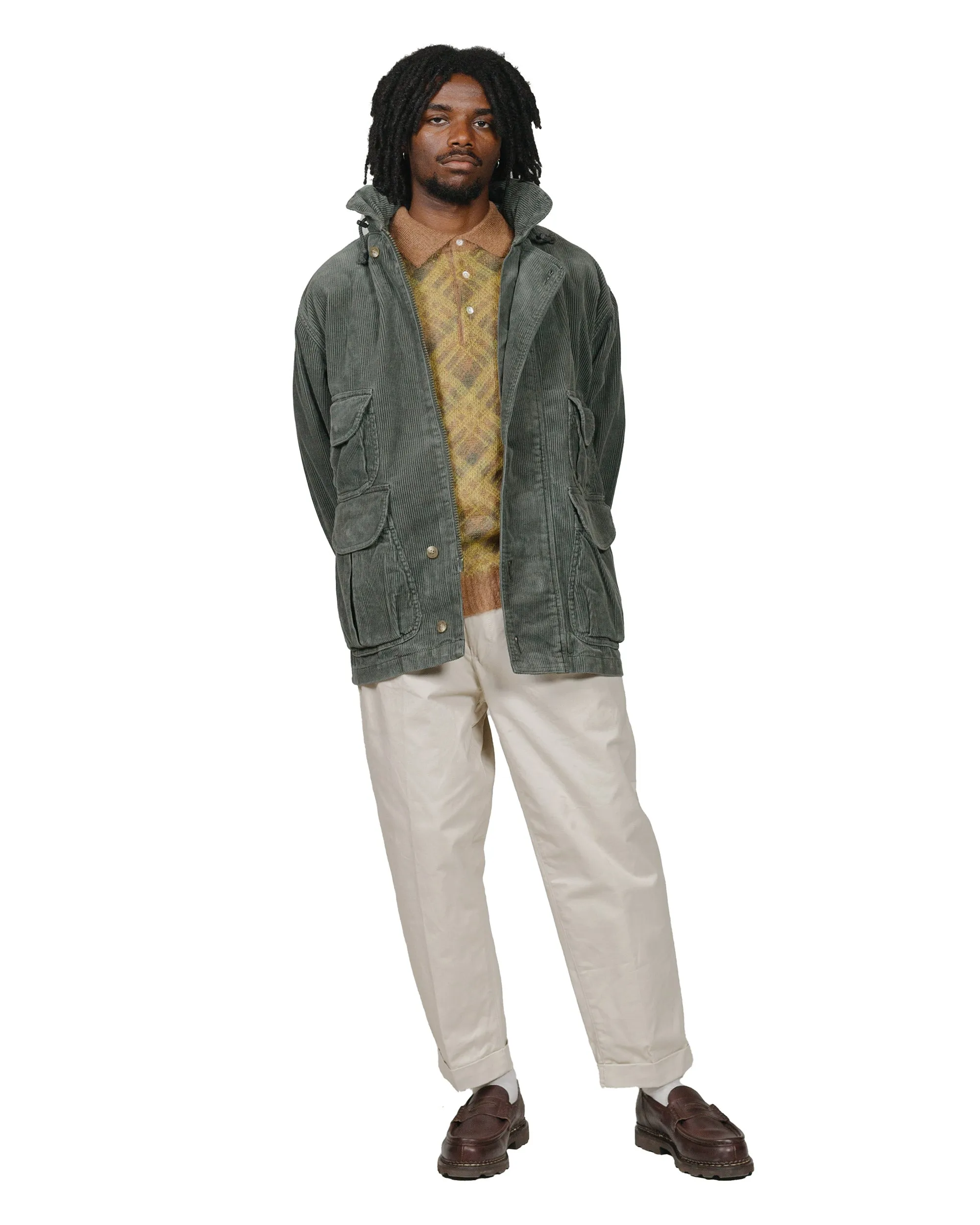 Beams Plus Knit Polo Plaid Brown Classic Sporty