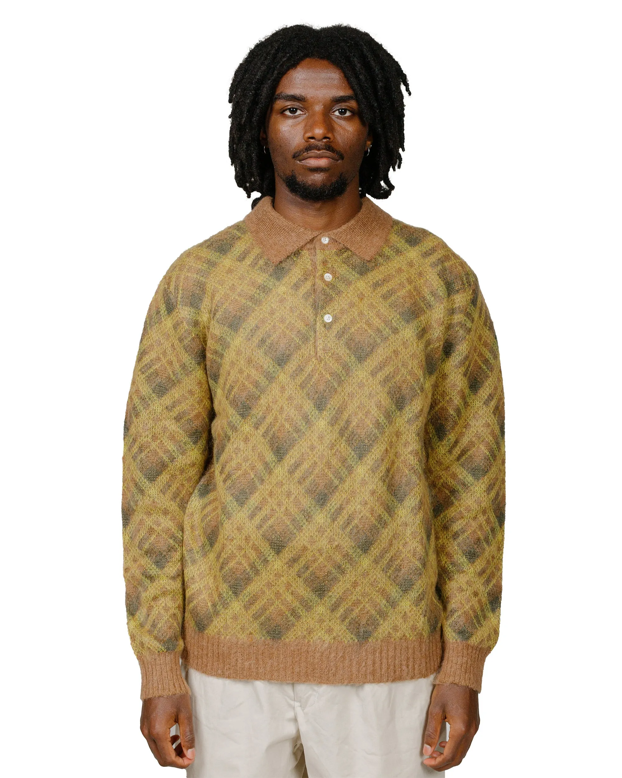 Athletic Hoodie Beams Plus Knit Polo Plaid Brown