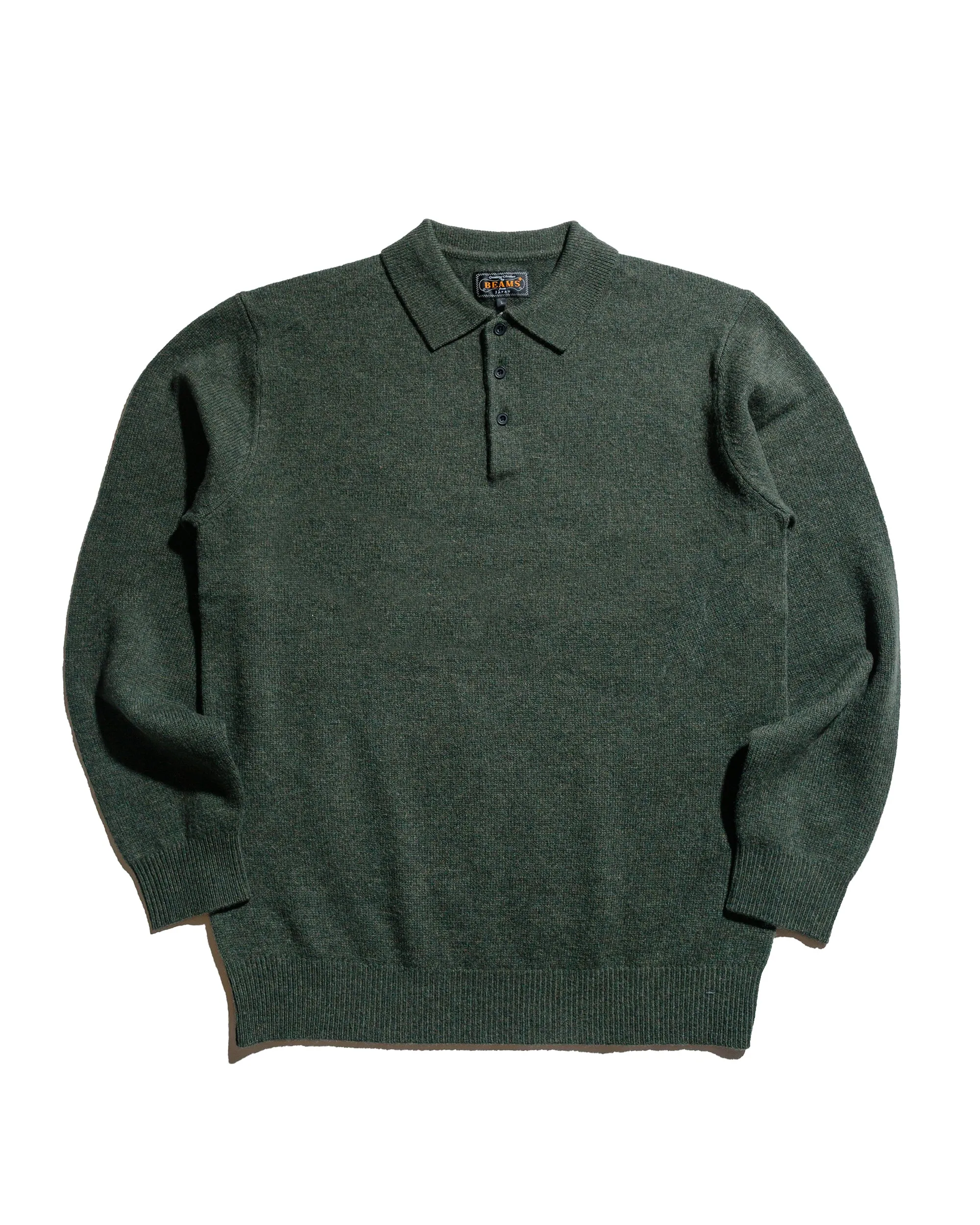 Beams Plus Knit Polo 9G Green Winter Gear product gym ready performance