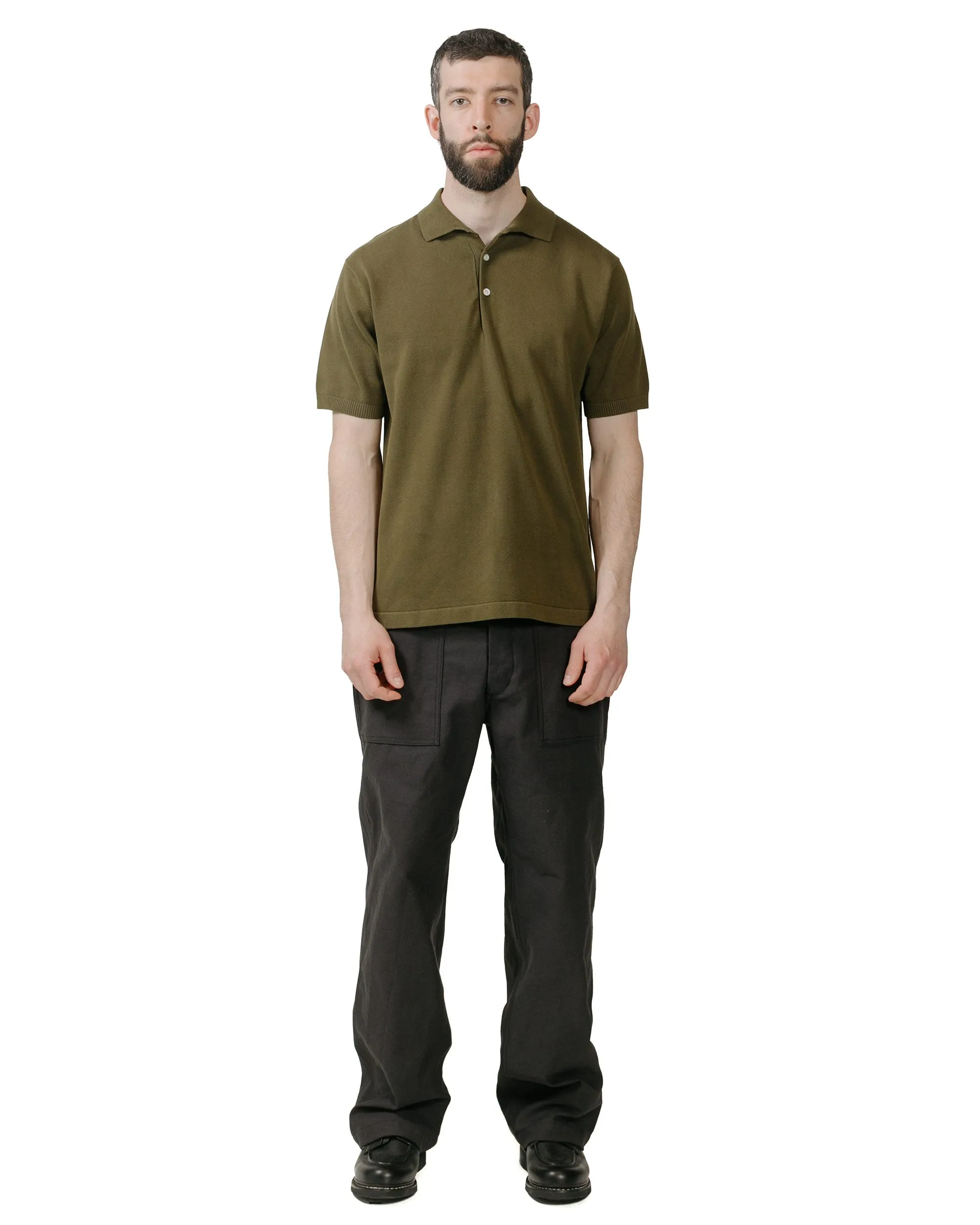 Beams Plus Knit Polo Solid 12G Green Chill Apparel product industry position