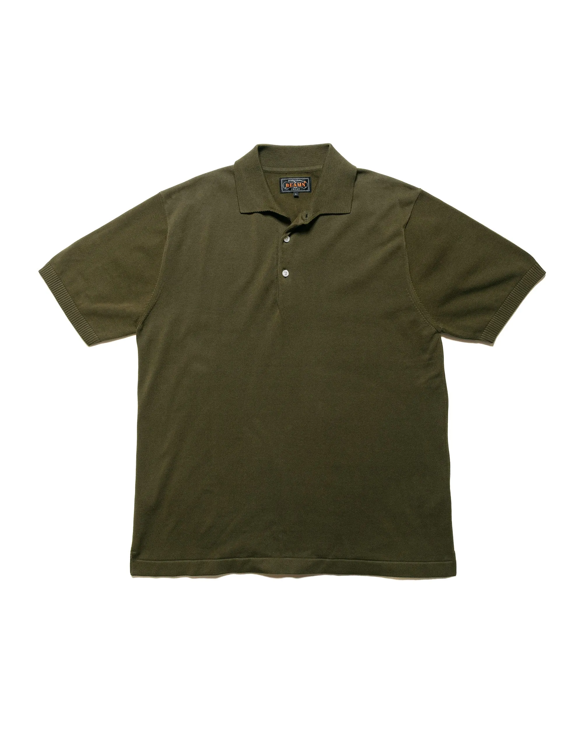 Cozy Street Style Beams Plus Knit Polo Solid 12G Green
