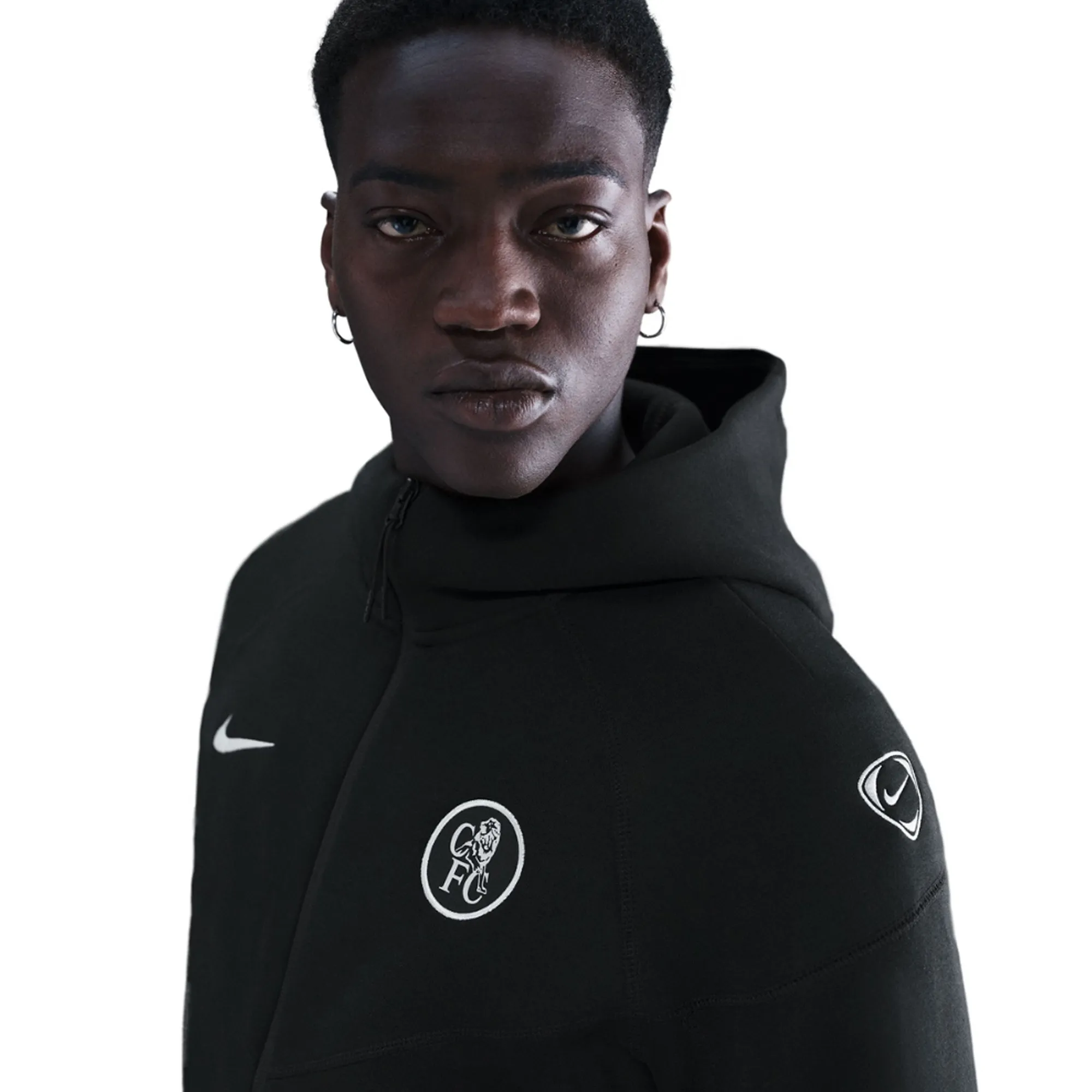 Nike Chelsea 25/26 Tech Fleece Full-Zip Hoodie (Black) foldable Daily Sporty