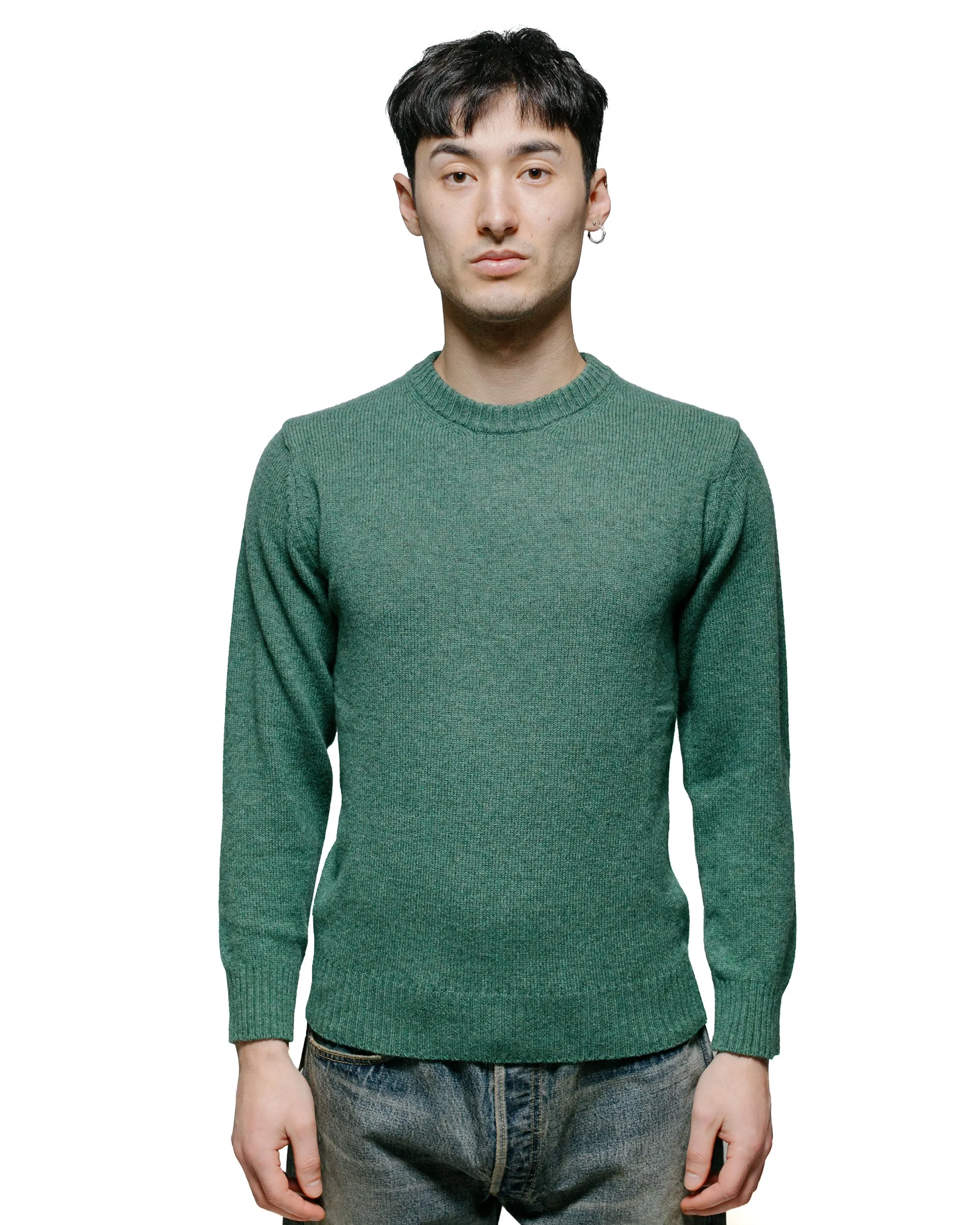 The Real McCoy's MC21114 Wool Crewneck Sweater Kelly Green Classic Minimal Vintage Look