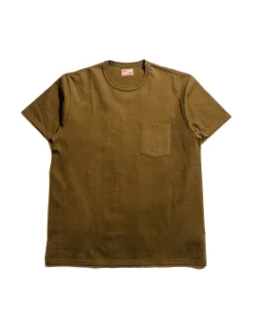 The Real McCoy's MC22006 Pocket Tee Olive Minimal Look Functional Side Gussets