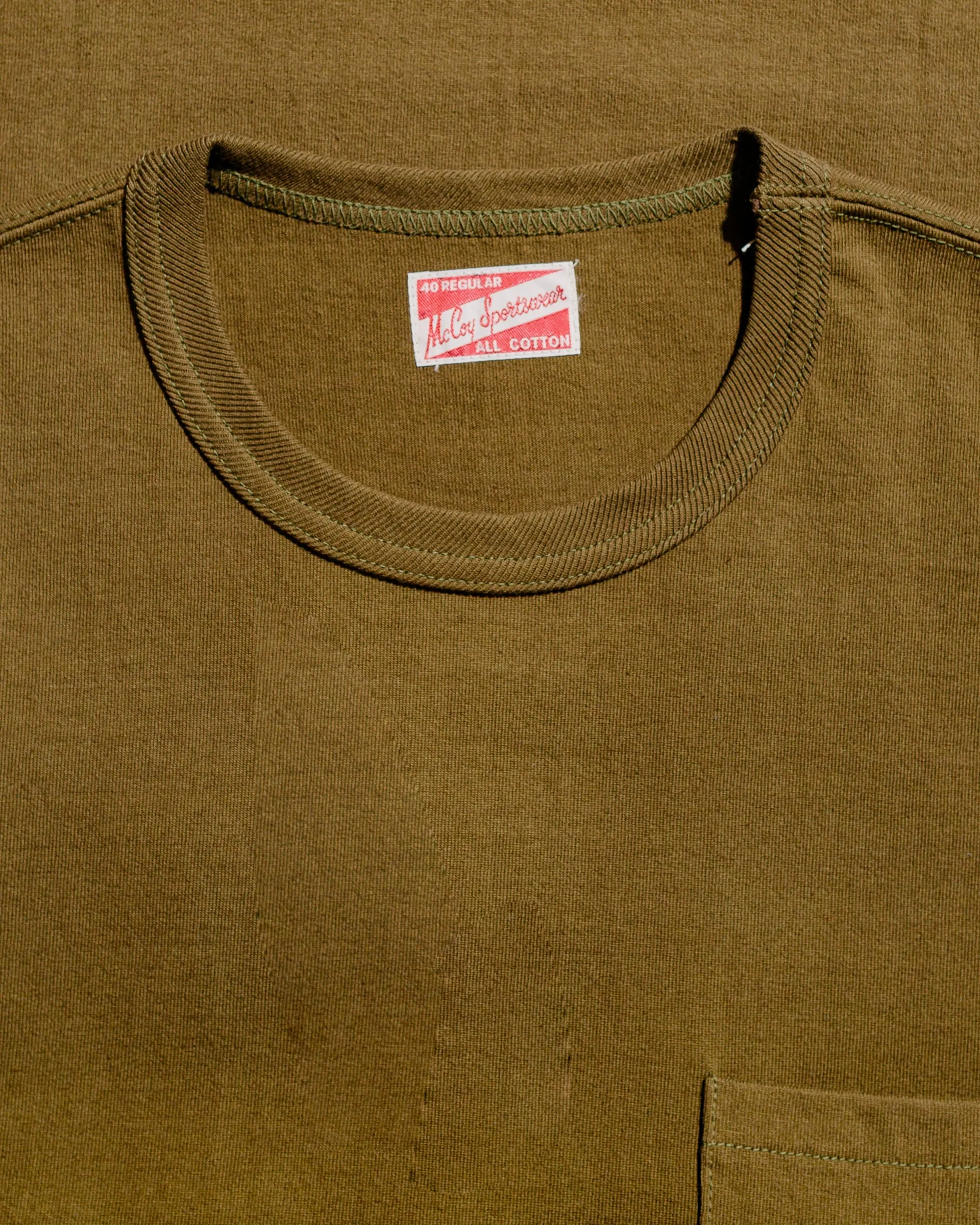 Tear Resistant The Real McCoy's MC22006 Pocket Tee Olive