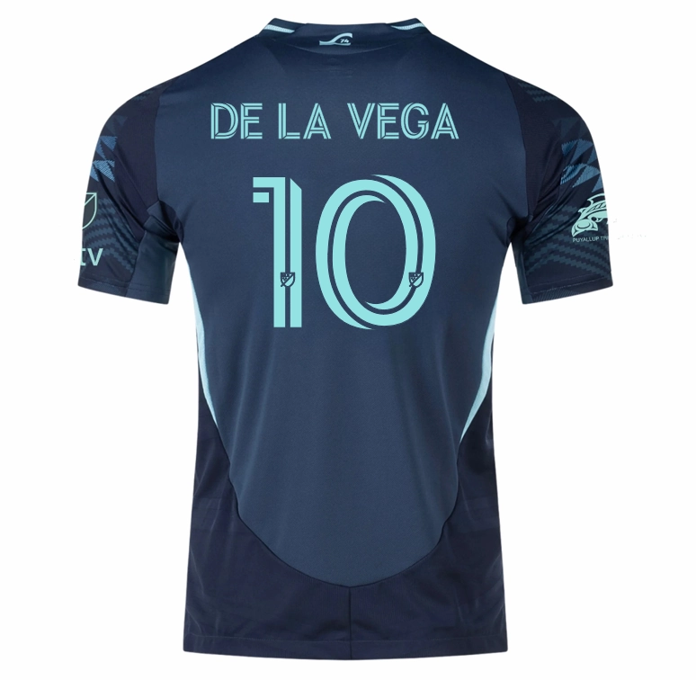 adidas Pedro De La Vega Seattle Sounders Authentic Away Jersey 25/26 w/ MLS Patches & Sponsor (Aura Ink) Focused Cut Easy Motion
