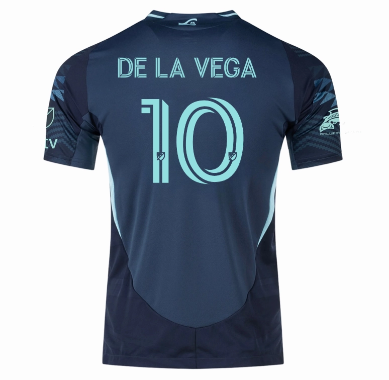 Compression Fit Engineering adidas Pedro De La Vega Seattle Sounders Authentic Away Jersey 25/26 w/ MLS Patches & Sponsor (Aura Ink)