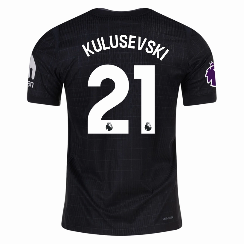 Comfort Stretch Fit Nike Kulusevski Tottenham Hotspur Authentic Away Jersey 25/26 w/ EPL Patch (Black/Iron)