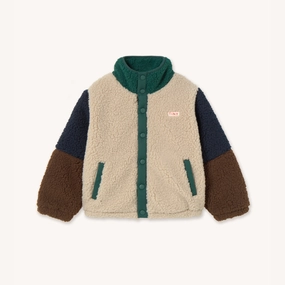 Tinycottons Color Block Polar Sherpa Jacket, Dark Green Tear Resistant Panels