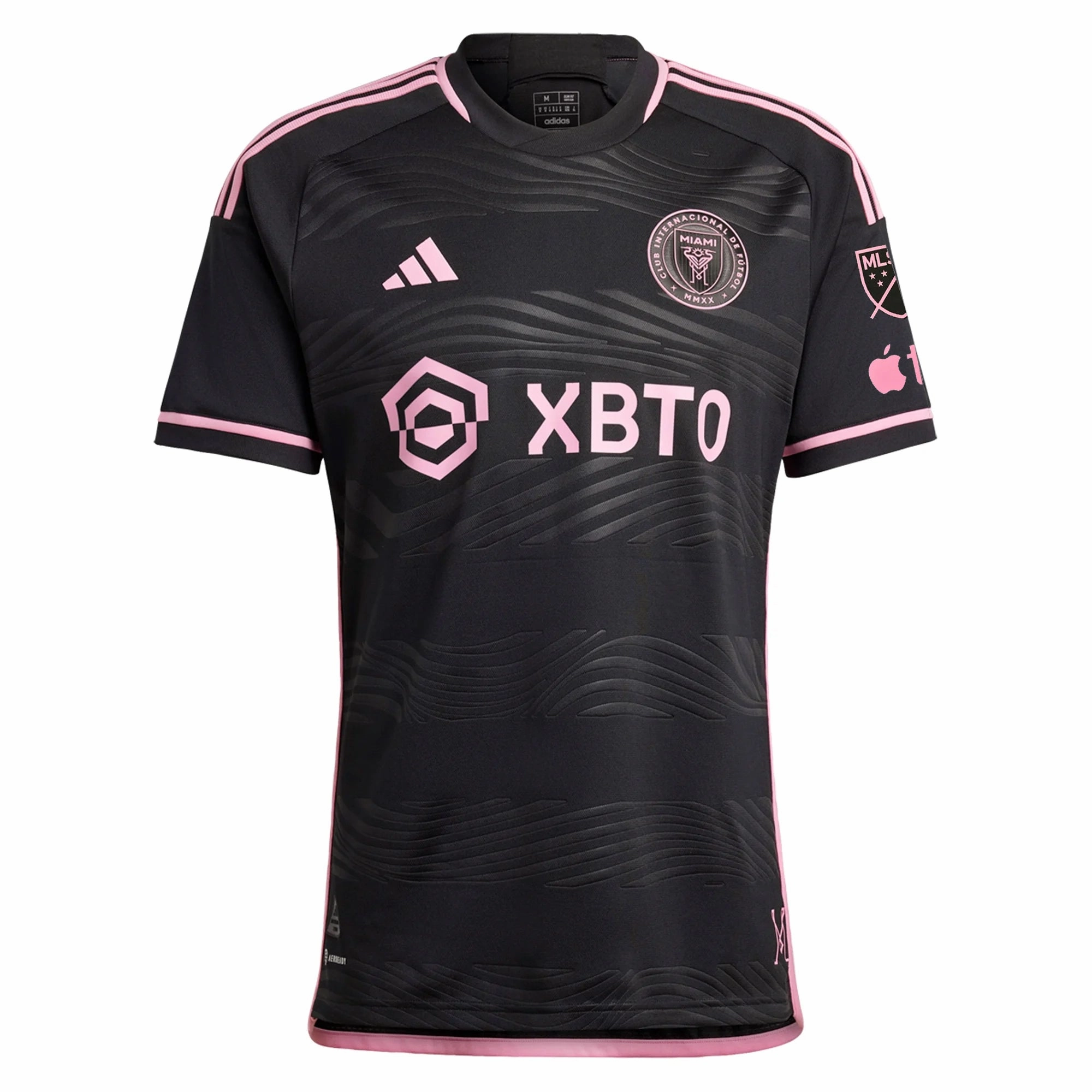 adidas Inter Miami Sergio Busquets Authentic Player Version Away Jersey 23/24 w/ MLS Patches (Black/Pink) Muscle Motion