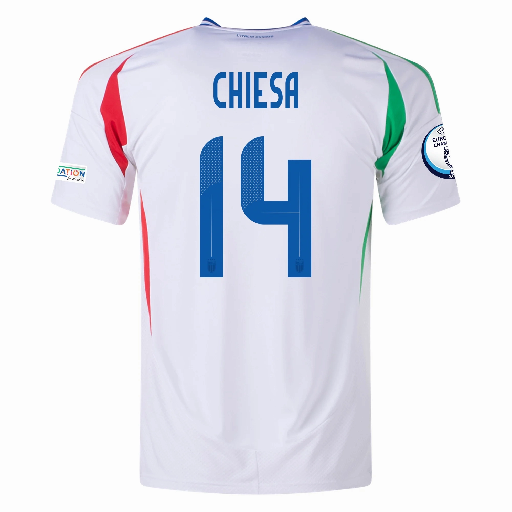 adidas Italy Federico Chiesa Away Jersey w/ Euro 2024 Patches 24/25 (Blue) Sporty Outfit