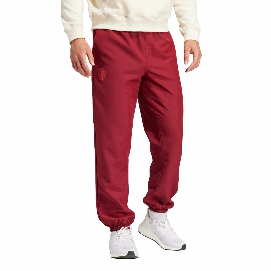 adidas - Men's Manchester United FC Woven Pant (IT9047) Athletic Ribbed Cuffs Low Profile Stitching