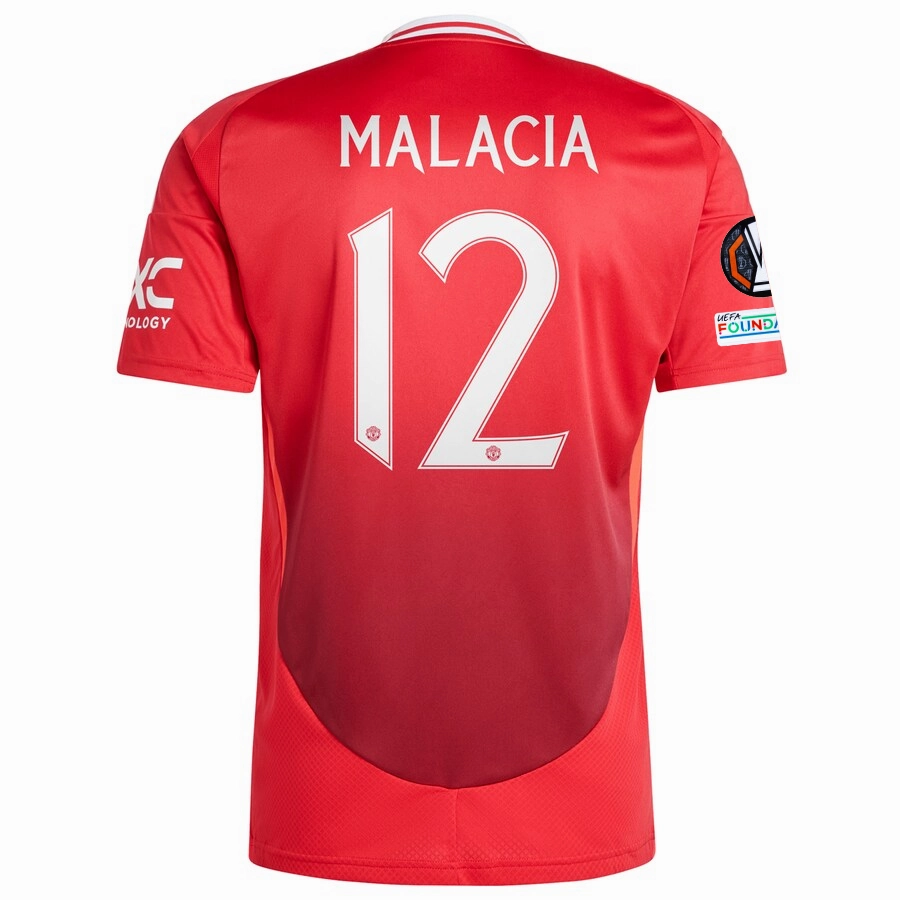 Ergonomic Articulated Sleeve Tensile Strength Fabric adidas Manchester United Tyrell Malacia Home Jersey w/ Europa League Patches 24/25 (MUFC Red)