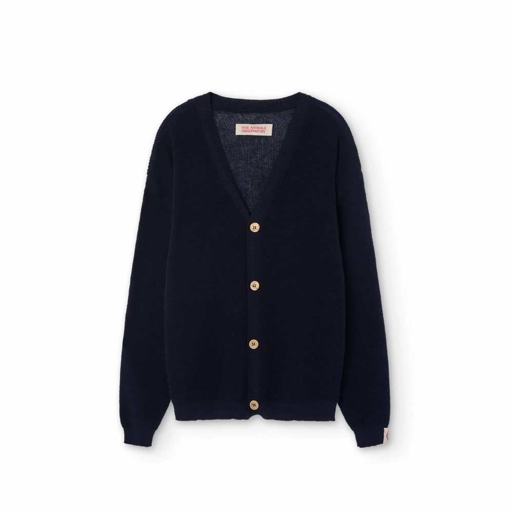The Animals Observatory Racoon Kid Cardigan, Navy Tailored Cut Style