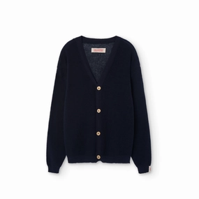 The Animals Observatory Racoon Kid Cardigan, Navy Tailored Cut Style