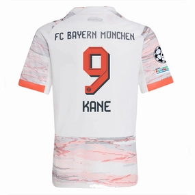 Athletic Performance Enhancement adidas Bayern Munich Harry Kane Away Jersey w/ Champions League Patches 25/26 (White/Red)