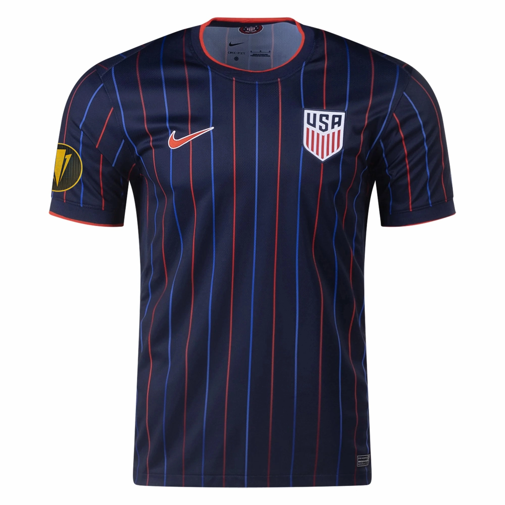 Nike United States Away Jersey 25/26 w/ Gold Cup Patch 2025 (Obsidian/Challenge Red) Compression Support Panels