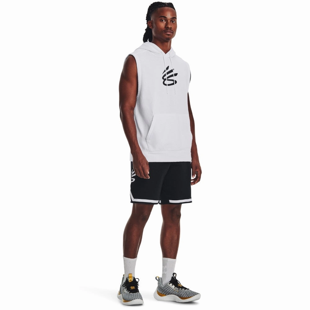 Curry Fleece Sleeveless Hoodie Street Look