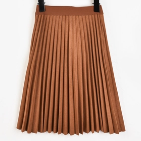 Slip Resistant Waist Pleated Suede Skirt