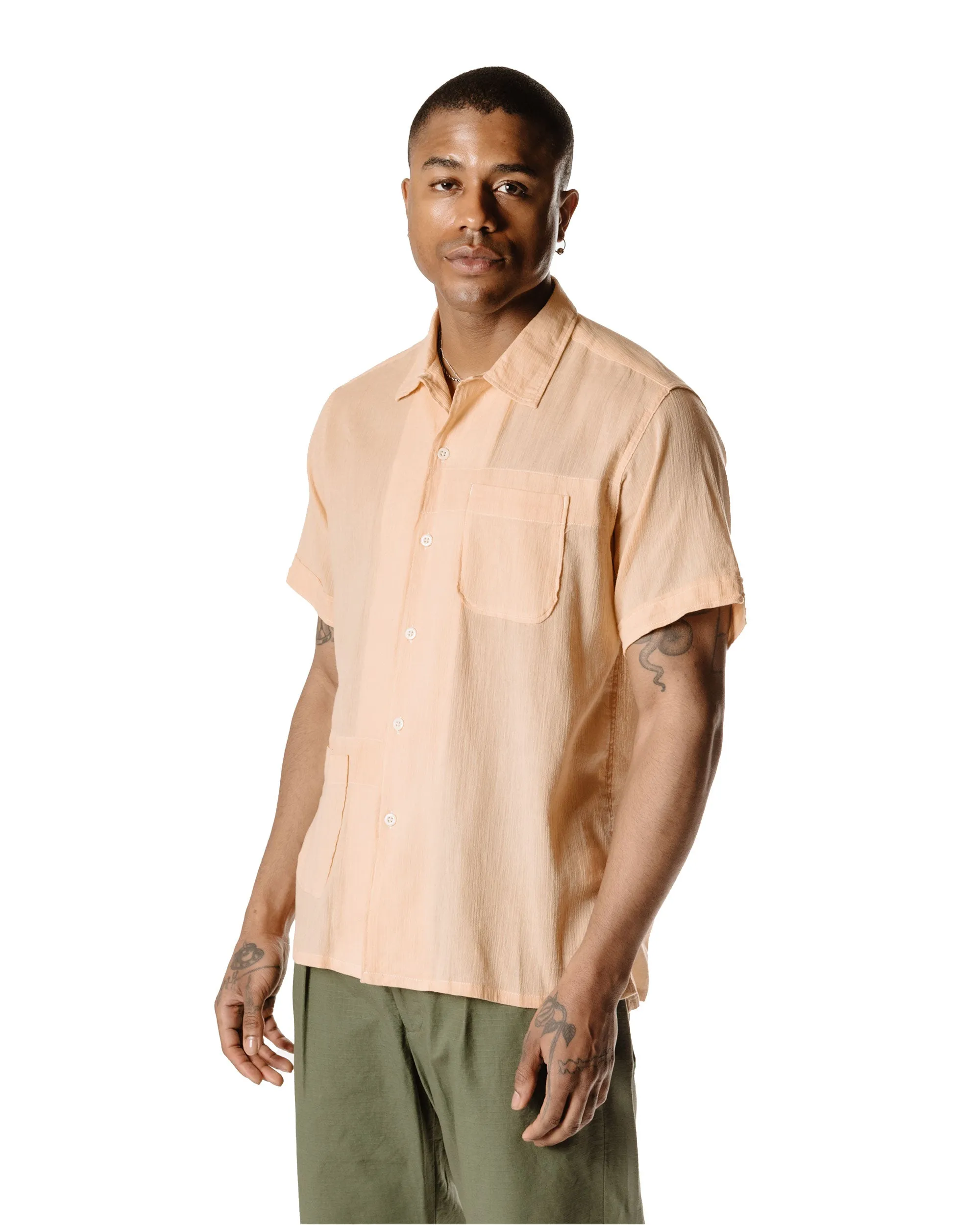 Ergonomic Back Panel Travel Essential Engineered Garments Camp Shirt Coral Cotton Crepe