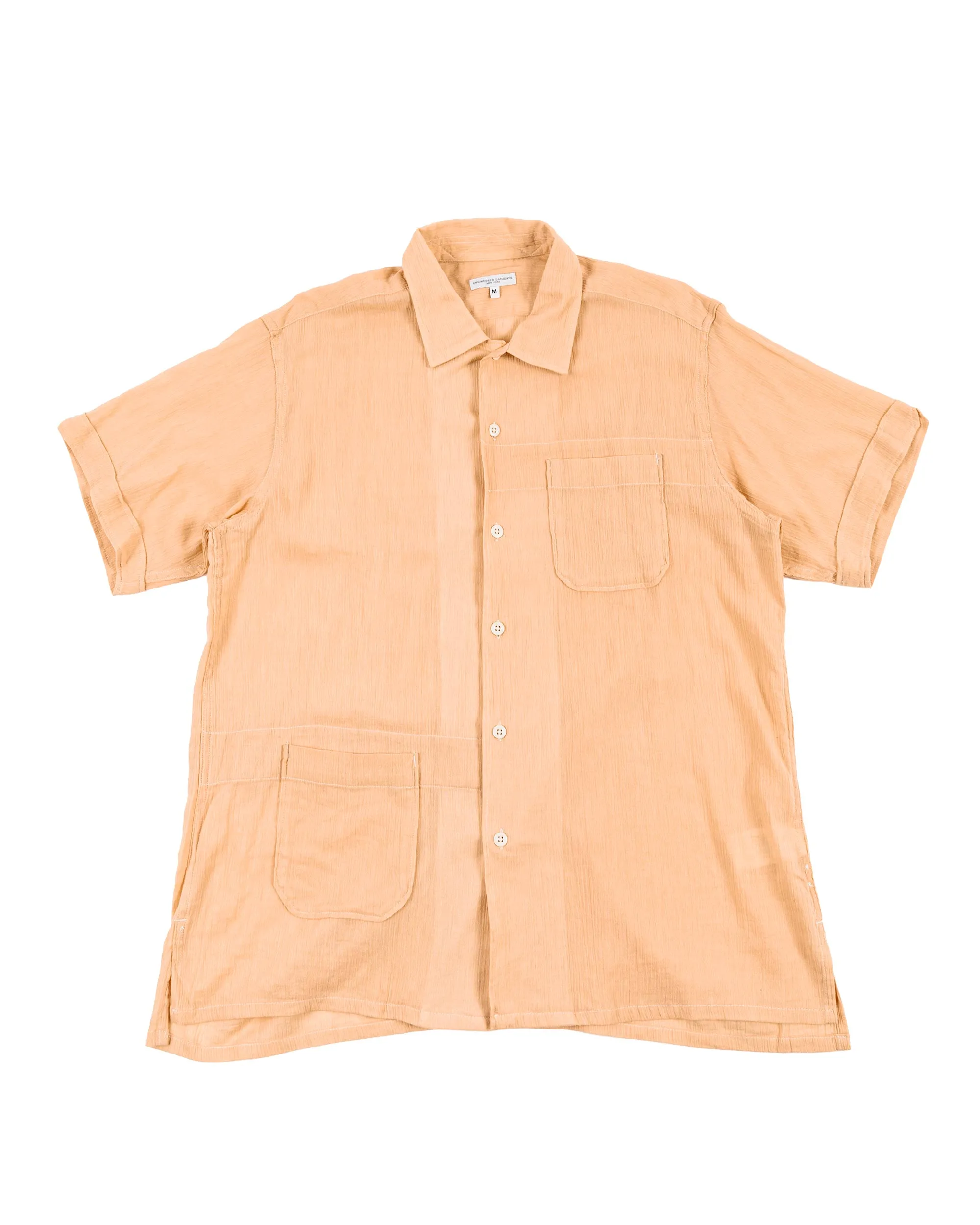 Engineered Garments Camp Shirt Coral Cotton Crepe Long Sleeve Ombre look
