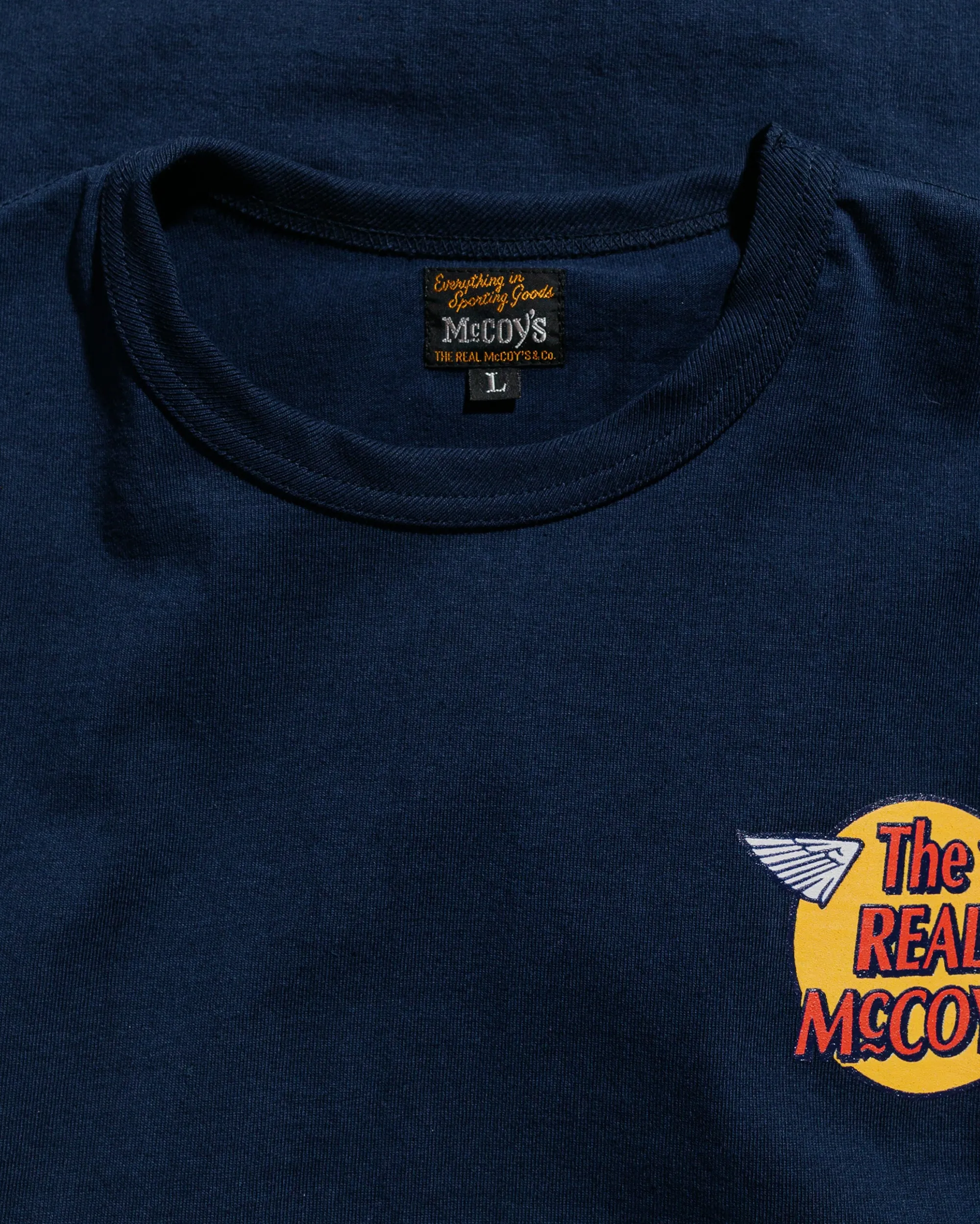 The Real McCoy's MC24003 The Real McCoy's Logo Tee L/S Navy Light Style Short Sleeve