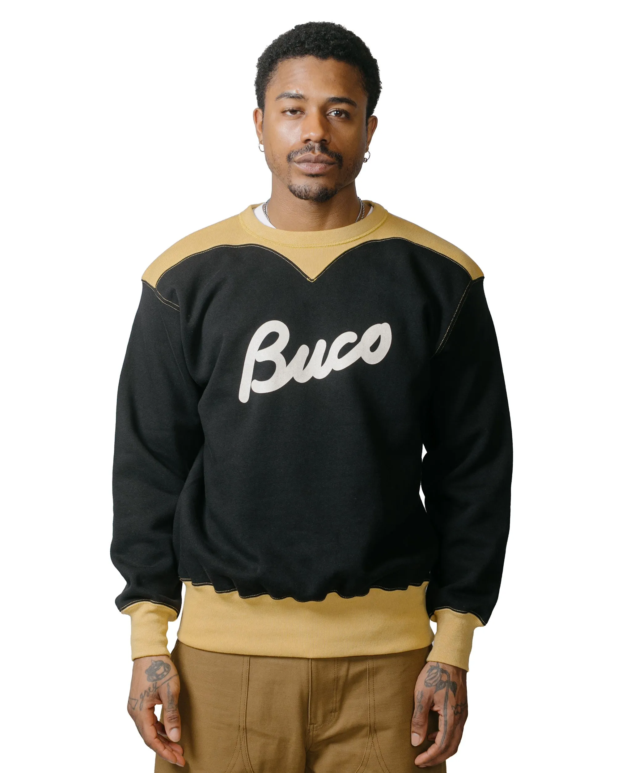 Classic Active birthday wear The Real McCoy's BC23105 Buco Two-Tone Sweatshirt / Buco Black/Corn
