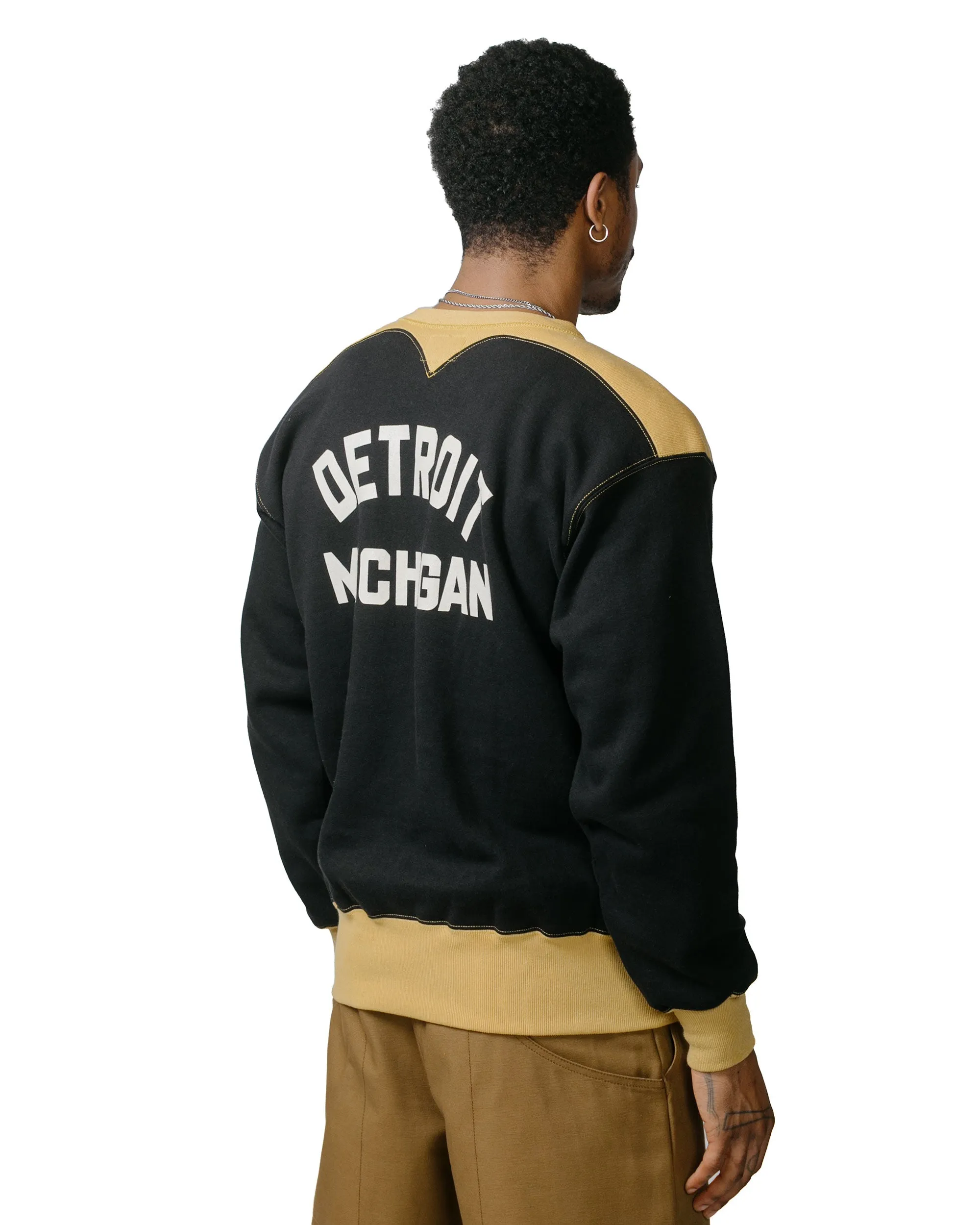 product hiking suitability Washable The Real McCoy's BC23105 Buco Two-Tone Sweatshirt / Buco Black/Corn