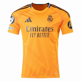 adidas Real Madrid Away Jersey w/ Champions League Patches 24/25 (Crew Orange) Flexible Knit Construction